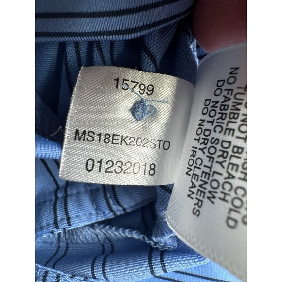 Peter Millar Tour Fit Short Sleeve Blue Black‎ Stripped Polo Men's XL *LOGO* - Picture 14 of 15